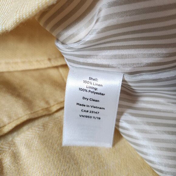 Talbots Womens Petite Linen Blazer 12P Yellow Lined Office Career Spring - Picture 14 of 15